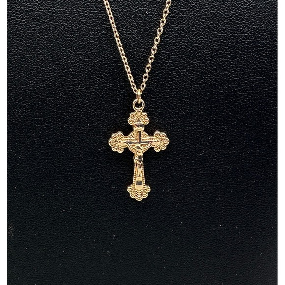 Unbranded Jewelry - Gold Tone Crucifix Cross Pendant Necklace  Cable Chain Religious Jewelry 18"